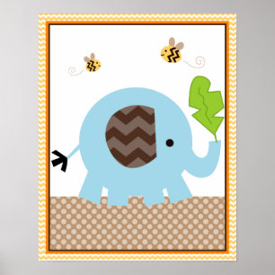 Arte para guardería de bebé elefante Jungle Stack