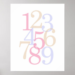 arte para pared de guardería número niña bebé rosa