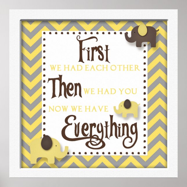 Arte para pared de vivero de elefante amarillo (Frente)