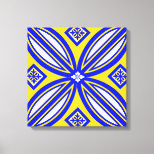 Arte Pared De Tile Español Azul Y Amarillo