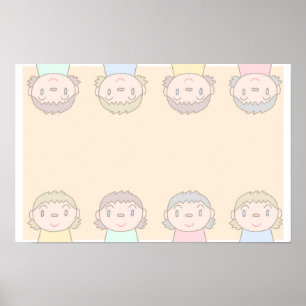 Arte pastel que presenta sonrisas de niños.