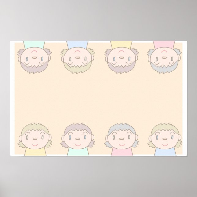 Arte pastel que presenta sonrisas de niños. (Frente)