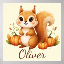 Arte personalizado de nursery con ardilla del bosq