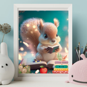 Arte personalizado para guardería de ardilla linda