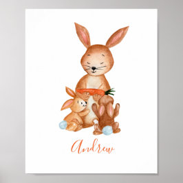Arte personalizado para pared de nursery con conej