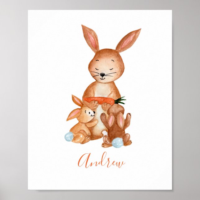 Arte personalizado para pared de nursery con conej (Frente)