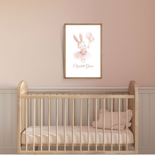 Arte personalizado para pared de nursery con conej