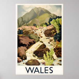 Arte personalizado vintage cartel de viaje a Gales
