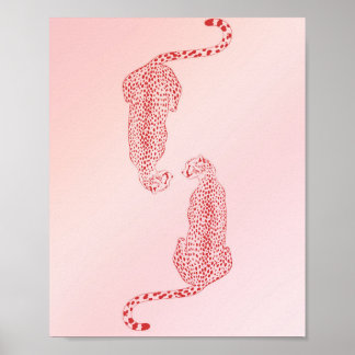 Arte pictórico de chitas rosadas, arte mural moder