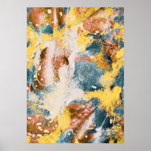 Arte pintado abstracto moderno Mustard Oro Verde a