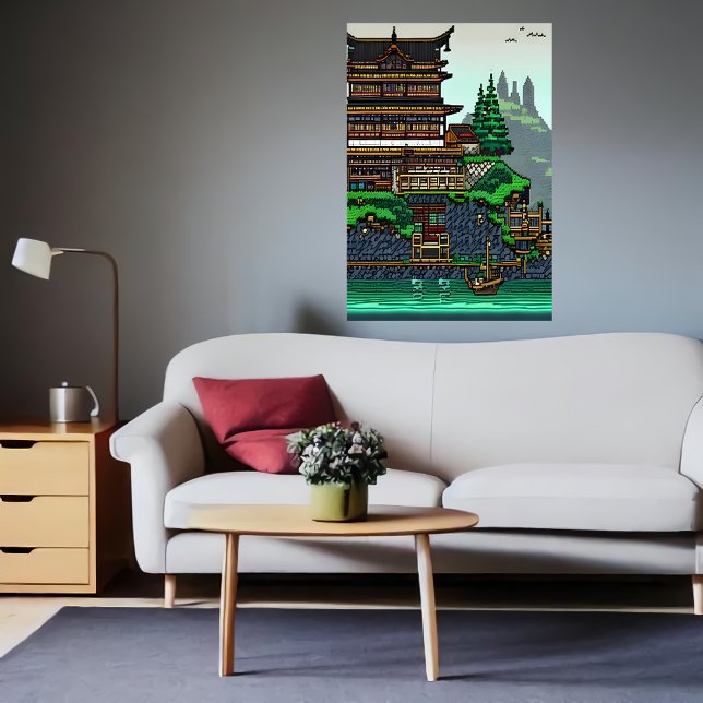 Arte pixel, ciudad japonesa | Poster de arte de IA (Subido por el creador)