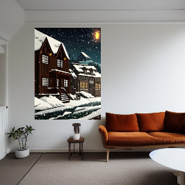 Arte pixel, ciudad noruega en la nieve | Arte IA