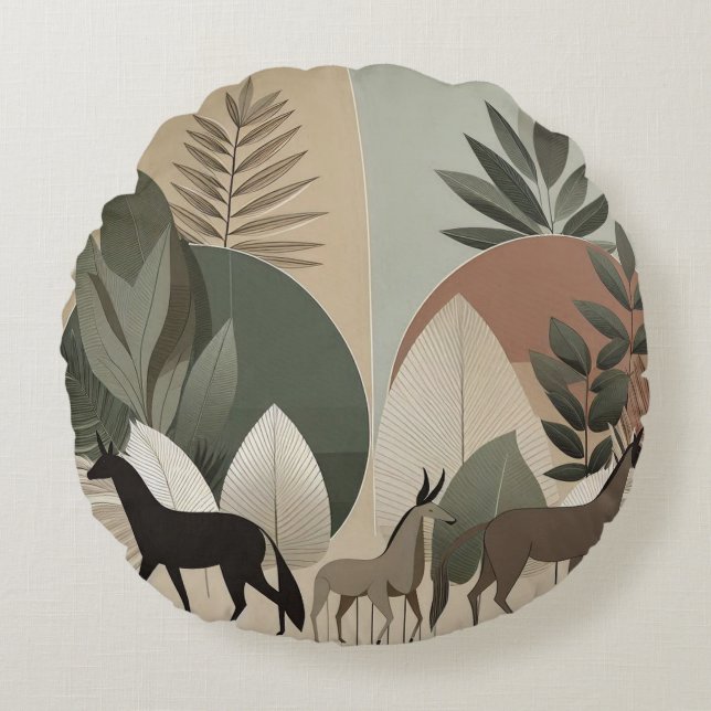 Arte plano animal - Almohada redonda (Anverso)
