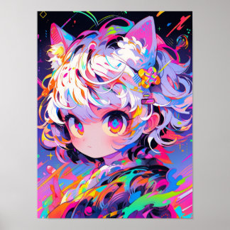 Arte Pop Abstracto de Gata Neon