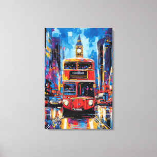 Arte Pop Bus de Londres con fondo de Big Ben