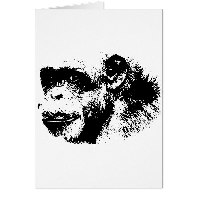 Arte pop chimpancé negro y blanco (Frente)