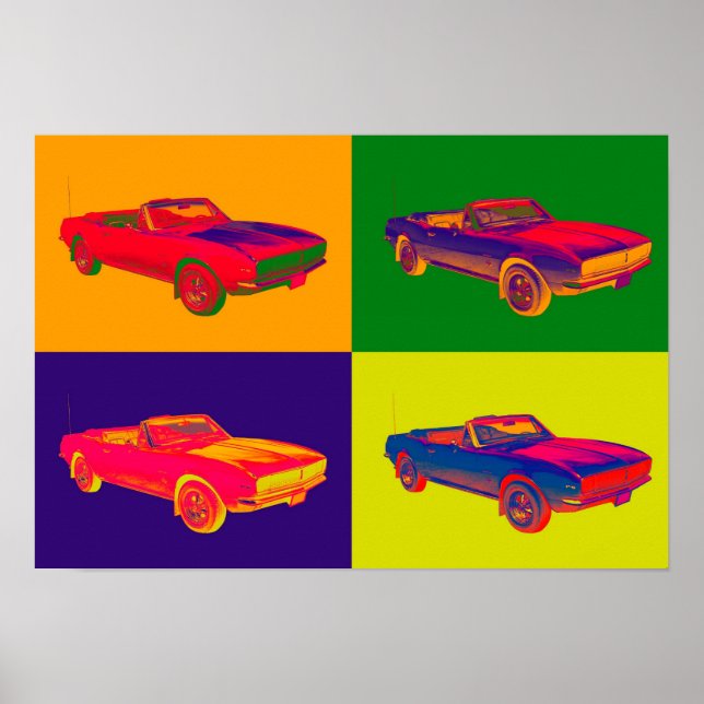 Arte pop convertible Chevy Camaro RS de 1967 (Frente)
