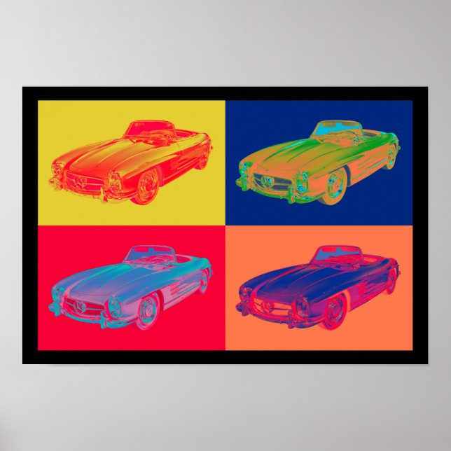 Arte pop convertible Mercedes Benz 300 SL (Frente)