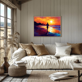 Arte pop corriendo al atardecer - Arte de trotar e