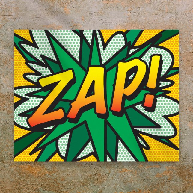 Arte Pop de Cómic ZAP Superhéroe (Comic Book Pop Art ZAP Superhero Poster)