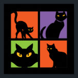 Arte pop de Halloween de Gato Negro retro vintage<br><div class="desc">Vintage y Retro Witches Black Cats Halloween Pop Art. Funny diseño de disfraces de Halloween para usar cuando te vas Trick o Treat. Esta extraña y espeluznante mercancía es ideal para una espeluznante fiesta de Halloween de noche con temible fantasma o tema de la película de terror. Ve bien con...</div>