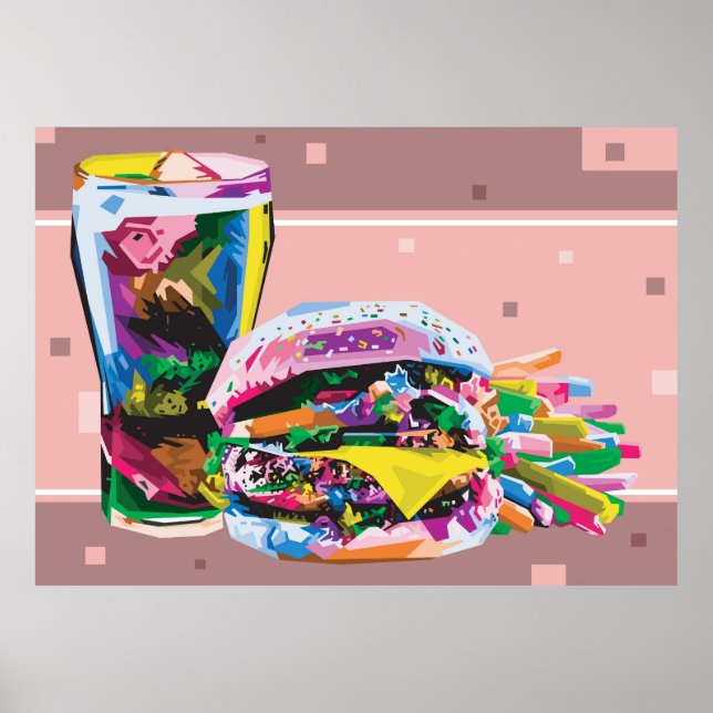 Arte pop de hamburguesa de comida rápida (Frente)