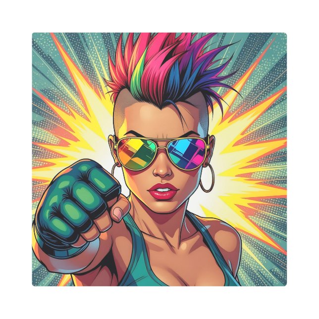 Arte pop de la lesbiana LGBT Mohawk Uppercut (Anverso)