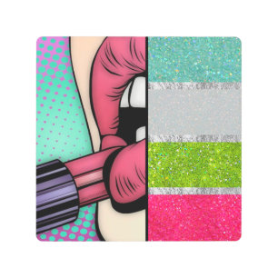 Arte pop de lápiz labial Purpurina falso