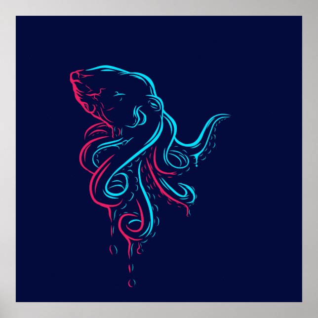 Arte pop de línea Octopus (Frente)