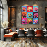 Arte pop de Lotus Grid colorido - Muro floral vibr<br><div class="desc">Abran su espacio con esta rejilla de flores de loto inspirada en el arte pop. Con nueve combinaciones de colores audaces únicas, esta obra de arte aporta un toque divertido y sereno a su decoración. Perfecto para añadir un ambiente animado y artístico a los salones, estudios de yoga o cualquier...</div>