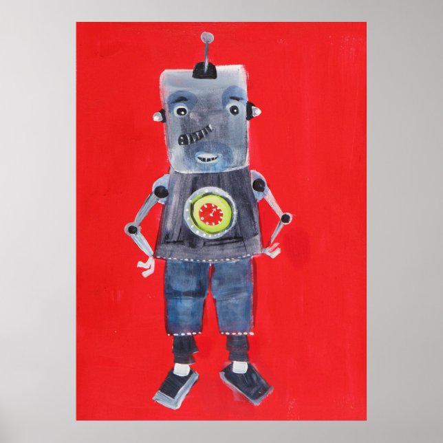 Arte pop de Robot Retro Vintage (Frente)