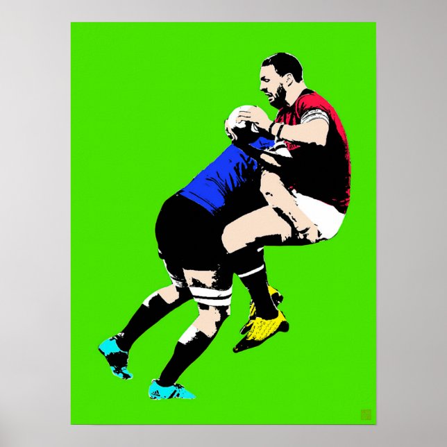 Arte pop de rugby - Impresión de pintura de rugby (Frente)