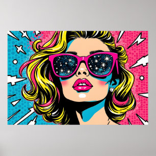 Arte pop eléctrico rosa y azul - Retro 80