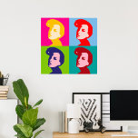 Arte pop femenino retro<br><div class="desc">Diseño de arte pop femenino con cuatro mujeres. Este diseño parece realmente efectivo en este Poster</div>