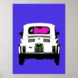 Arte pop Fiat 500, cinquecento, en Roma, Italia