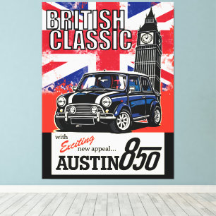 Arte Pop Frontal de Autos Clásicos Británicos Retr