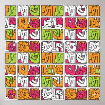 Arte Pop Grafiti en Negrita Tela y Papel Continuos