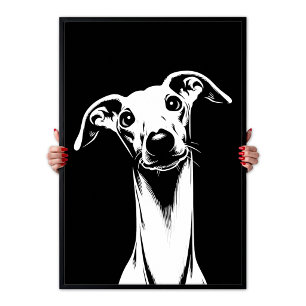 Arte Pop Italiano Greyhound Blanco & Estética Negr