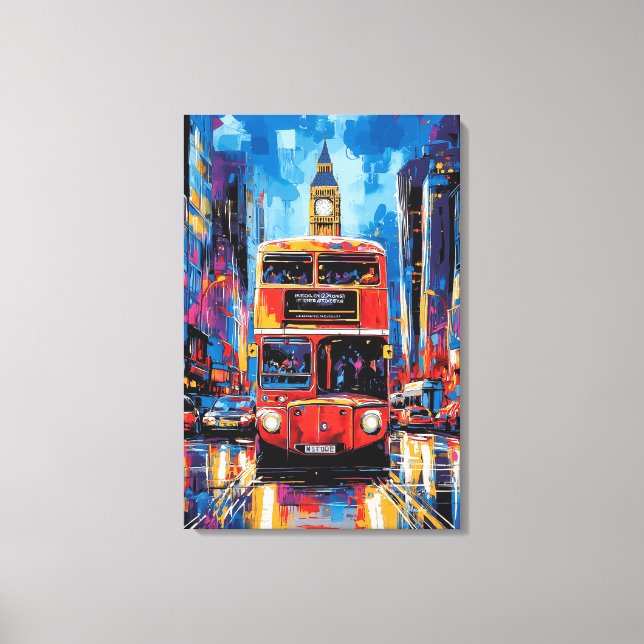 Arte Pop Londres Autobús con fondo de Big Ben (Anverso)