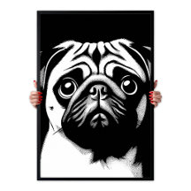 Arte Pop Pug Blanco & Negro Diversión Chic Estétic