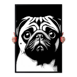 Arte Pop Pug Blanco & Negro Diversión Chic Estétic