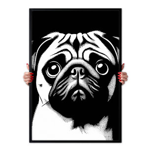 Arte Pop Pug Blanco & Negro Diversión Chic Estétic