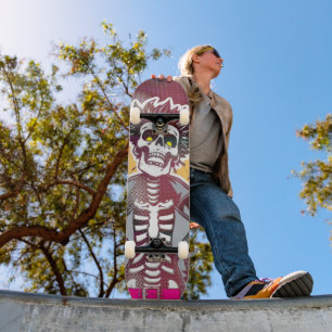 Arte Pop Punk Cráneo Trama de Puntos Patineta