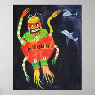 Arte pop retro del vintage del robot