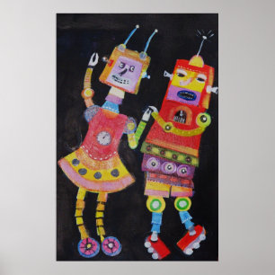 Arte pop retro del vintage del robot