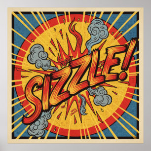 Arte pop retro "¡Sizzle!" Póster