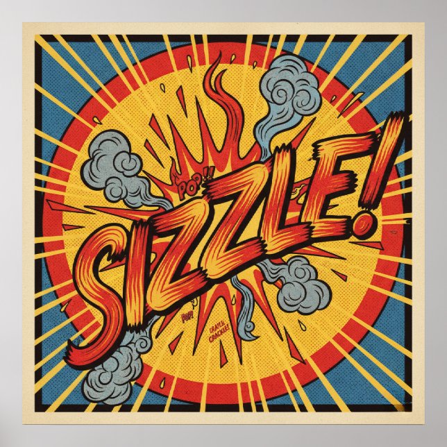 Arte pop retro "¡Sizzle!" Póster (Frente)