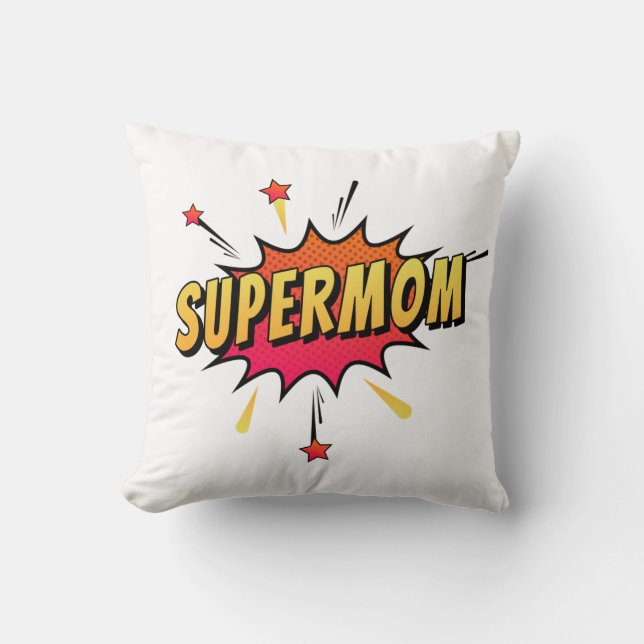 Arte pop retro supermamá| Cojín decorativo (Anverso)