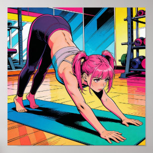 Arte Pop Retro Yoga Perro Boca Abajo