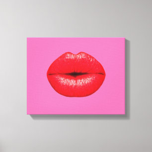 Arte pop rojo del lápiz labial de los labios en